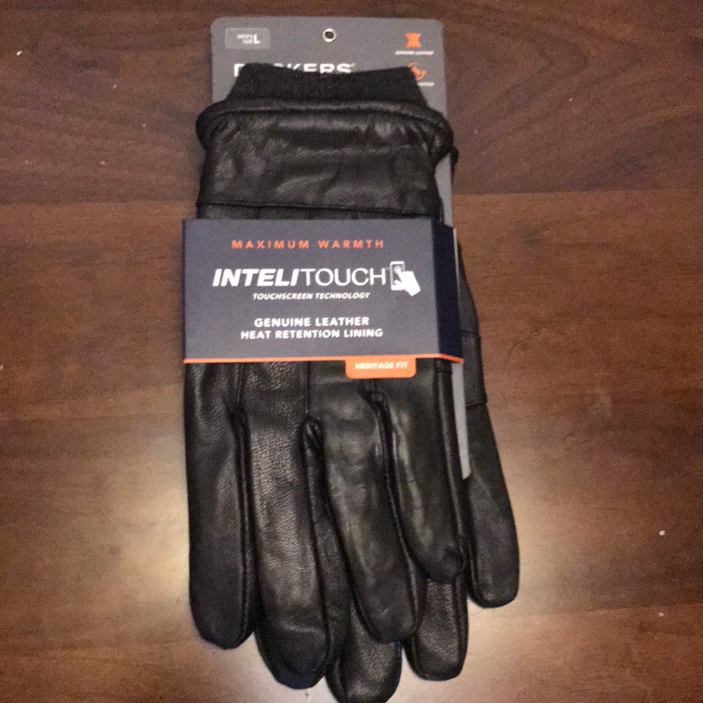 DOCKERS MENS LEATHER GLOVES WTOUCHSCREEN TECH SZ L